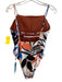 Seafolly Size 6 Cream & Multi Nylon Blend One Piece Ribbed Floral Swimsuit Cream & Multi / 6