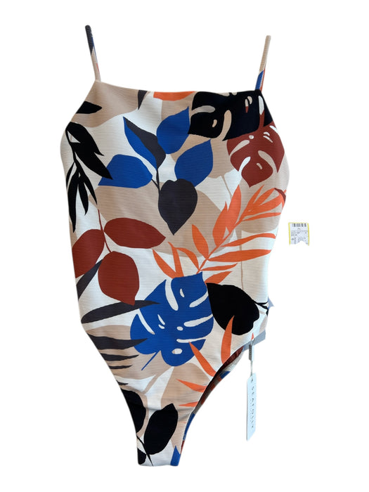 Seafolly Size 6 Cream & Multi Nylon Blend One Piece Ribbed Floral Swimsuit Cream & Multi / 6