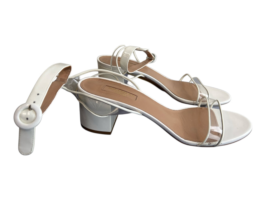 Aquazzura Shoe Size 39 White Leather Vinyl Open almond toe Ankle Strap Shoes White / 39