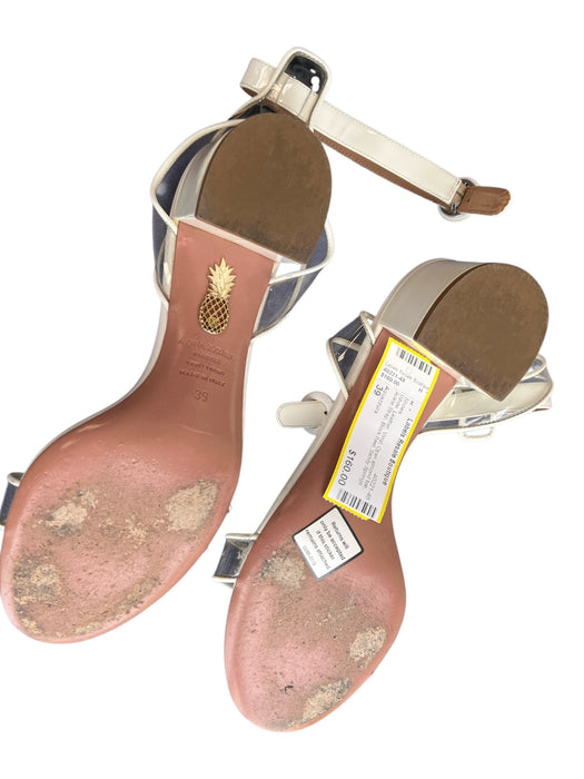 Aquazzura Shoe Size 39 White Leather Vinyl Open almond toe Ankle Strap Shoes White / 39