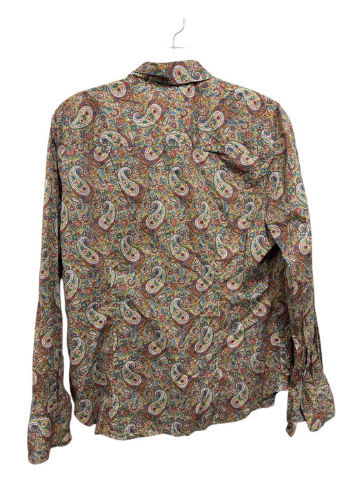 J. Crew Liberty Size 10 Green, Orange, Multi Cotton Paisley Long Sleeve Top Green, Orange, Multi / 10