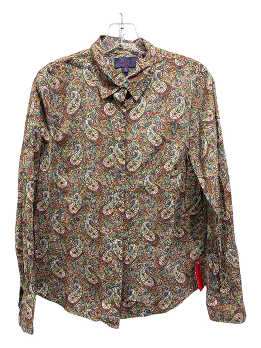 J. Crew Liberty Size 10 Green, Orange, Multi Cotton Paisley Long Sleeve Top Green, Orange, Multi / 10