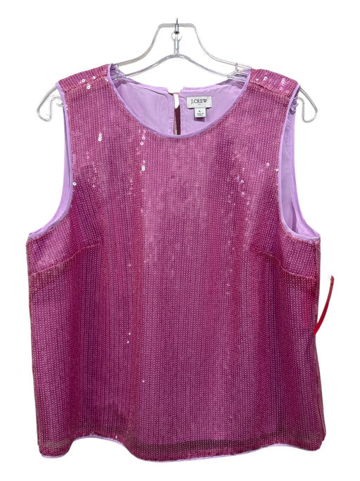 J. Crew Size L Pink Polyester Sequin Scoop Neck Lined Sleeveless Top Pink / L