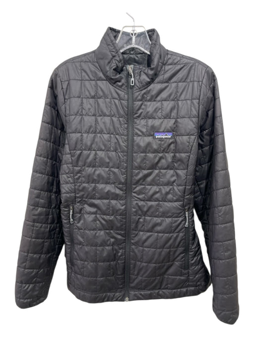 Patagonia Size M Black Polyester Puffer Mock Neck Zip Up Jacket Black / M