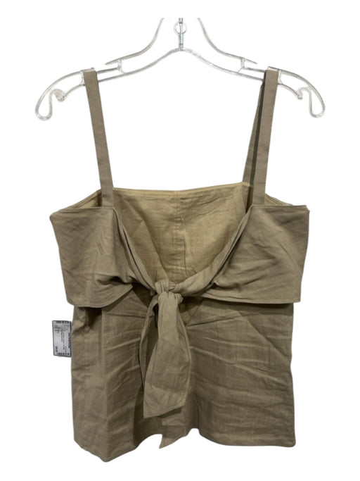 Theory Size 6 Tan Linen Blend foldover Tie Detail Thin Straps Top Tan / 6