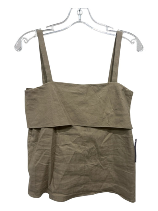 Theory Size 6 Tan Linen Blend foldover Tie Detail Thin Straps Top Tan / 6