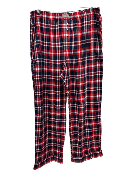 J Crew Size L Red, Blue, Multi Cotton Plaid Button Up Elastic Waist Pant Set Red, Blue, Multi / L