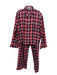 J Crew Size L Red, Blue, Multi Cotton Plaid Button Up Elastic Waist Pant Set Red, Blue, Multi / L