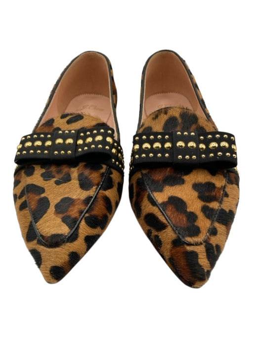 J Crew Shoe Size 8.5 Brown & Black Pony Hair Leopard Stud Detail Loafers Brown & Black / 8.5