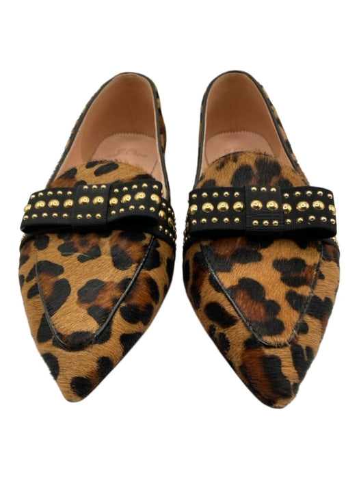 J Crew Shoe Size 8.5 Brown & Black Pony Hair Leopard Stud Detail Loafers Brown & Black / 8.5