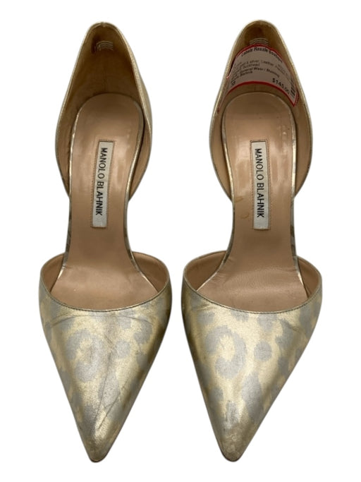 Manolo Blahnik Shoe Size 38 gold & silver Leather Pointed Toe Leopard Pumps gold & silver / 38