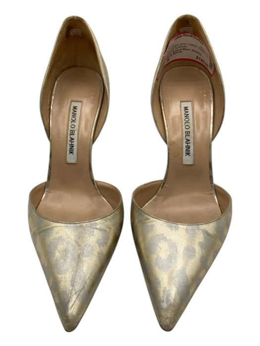 Manolo Blahnik Shoe Size 38 gold & silver Leather Pointed Toe Leopard Pumps gold & silver / 38