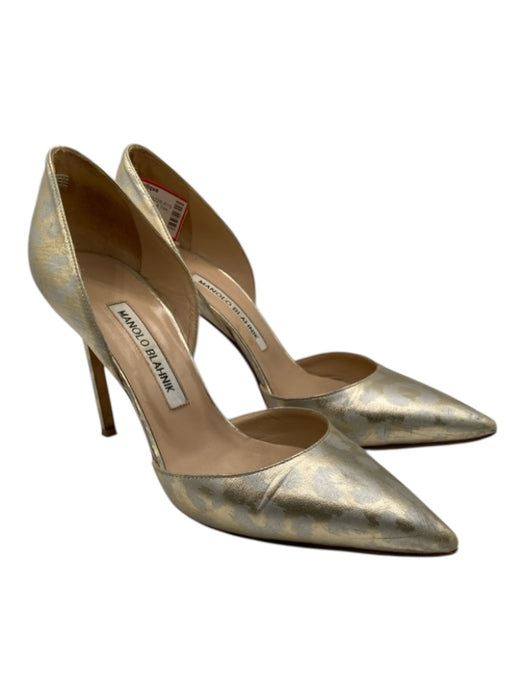 Manolo Blahnik Shoe Size 38 gold & silver Leather Pointed Toe Leopard Pumps gold & silver / 38