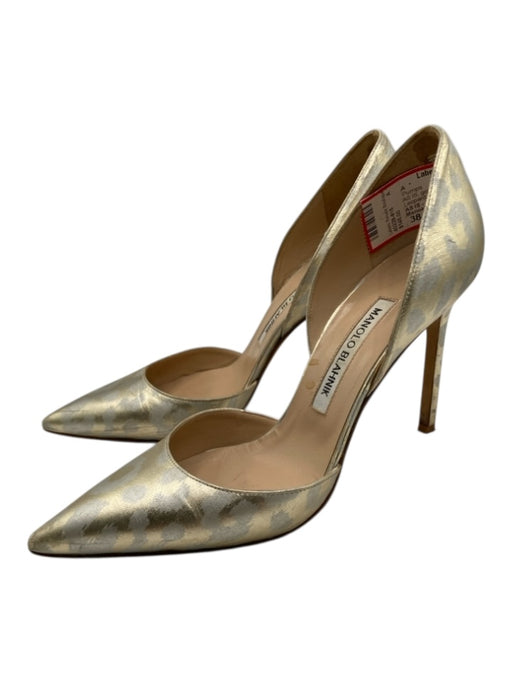 Manolo Blahnik Shoe Size 38 gold & silver Leather Pointed Toe Leopard Pumps gold & silver / 38