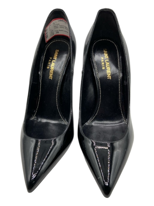 Yves Saint Laurent Shoe Size 38 Black Patent Leather Pointed Toe Stiletto Pumps Black / 38
