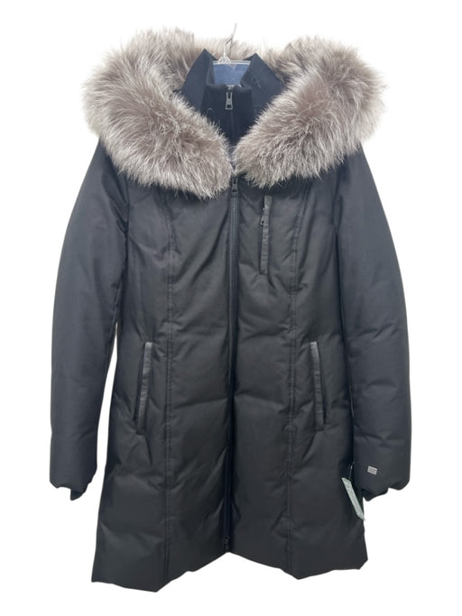 Soia & Kyo Size M Black & Brown Polyester Down Fox Fur Trim Zip Up Coat Black & Brown / M