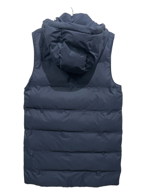 Zara Size M Blue & Gold Polyester Gold Zipper Hood 3/4 Length Vest Coat Blue & Gold / M