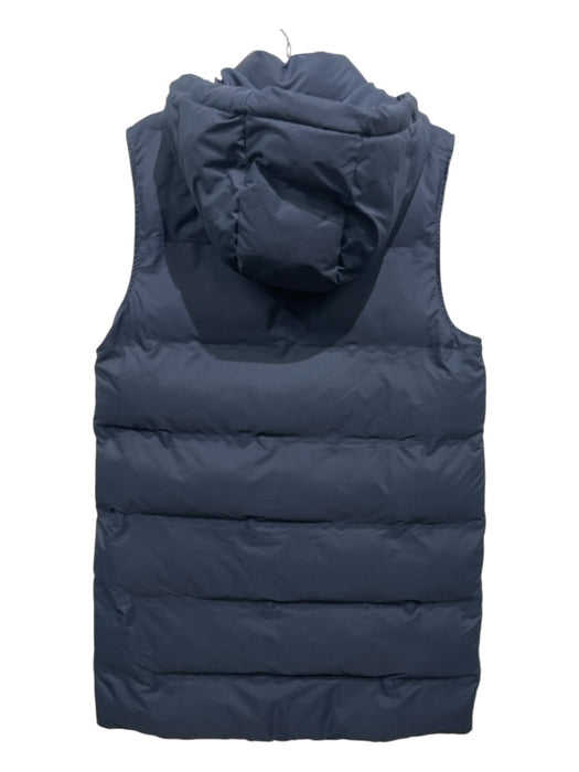 Zara Size M Blue & Gold Polyester Gold Zipper Hood 3/4 Length Vest Coat Blue & Gold / M