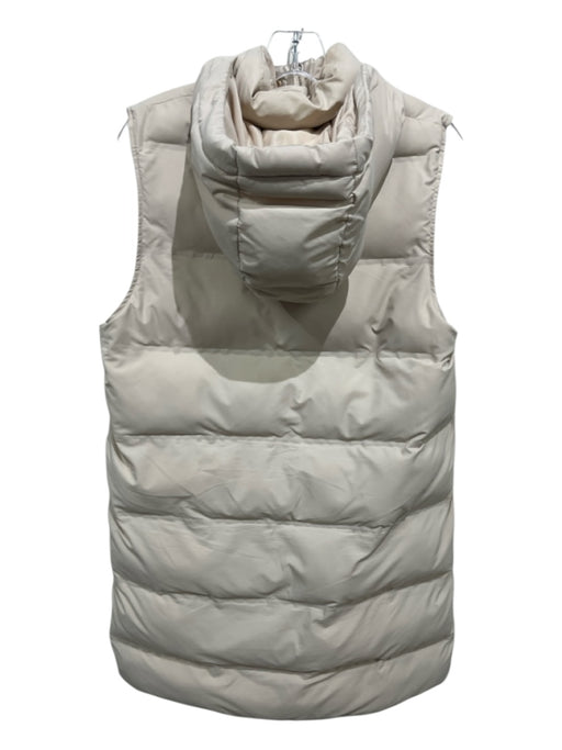 Zara Size M Cream & Gold Polyester Gold Zipper Hood 3/4 Length Vest Coat Cream & Gold / M