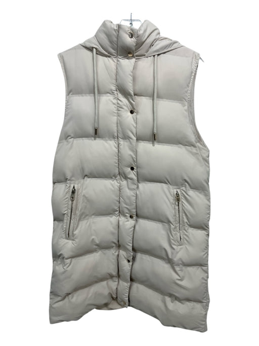 Zara Size M Cream & Gold Polyester Gold Zipper Hood 3/4 Length Vest Coat Cream & Gold / M