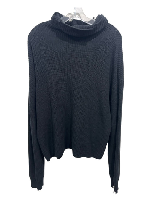 Pistola Size M Black Cotton Rib Knit Turtle Neck distressed Sweater Black / M