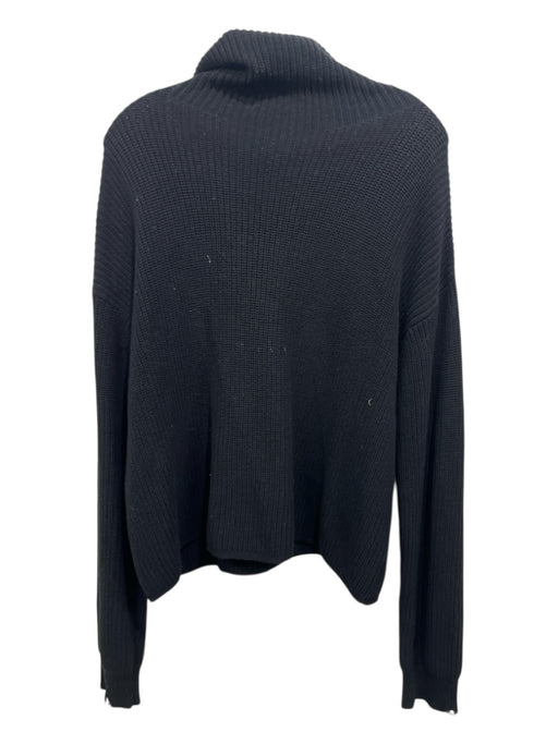 Pistola Size M Black Cotton Rib Knit Turtle Neck distressed Sweater Black / M