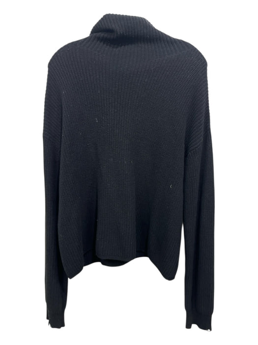 Pistola Size M Black Cotton Rib Knit Turtle Neck distressed Sweater Black / M