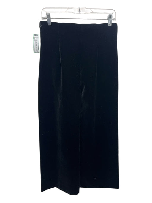 Zara Size M Black Polyester Velvet Side Zip High Rise Wide Leg Pants Black / M