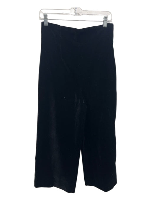 Zara Size M Black Polyester Velvet Side Zip High Rise Wide Leg Pants Black / M