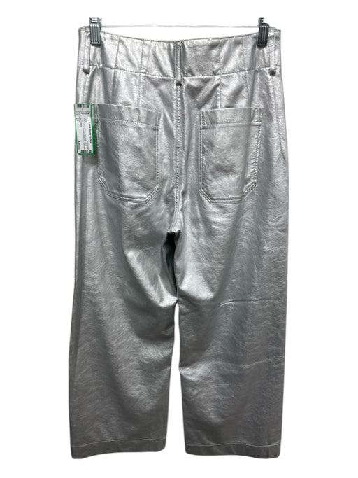 Maeve Size 27 Silver Faux Leather High Rise Zip & Button Patch Pocket Pants Silver / 27