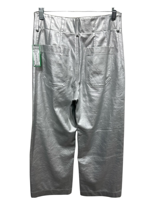 Maeve Size 27 Silver Faux Leather High Rise Zip & Button Patch Pocket Pants Silver / 27