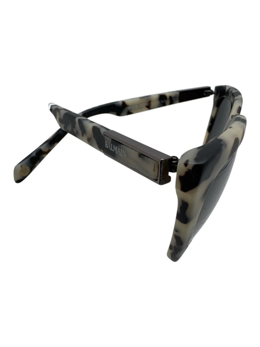 Balmain Gray, Cream & Black Acetate Spotted Metallic accents Wayfarer Sunglasses Gray, Cream & Black