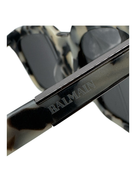 Balmain Gray, Cream & Black Acetate Spotted Metallic accents Wayfarer Sunglasses Gray, Cream & Black