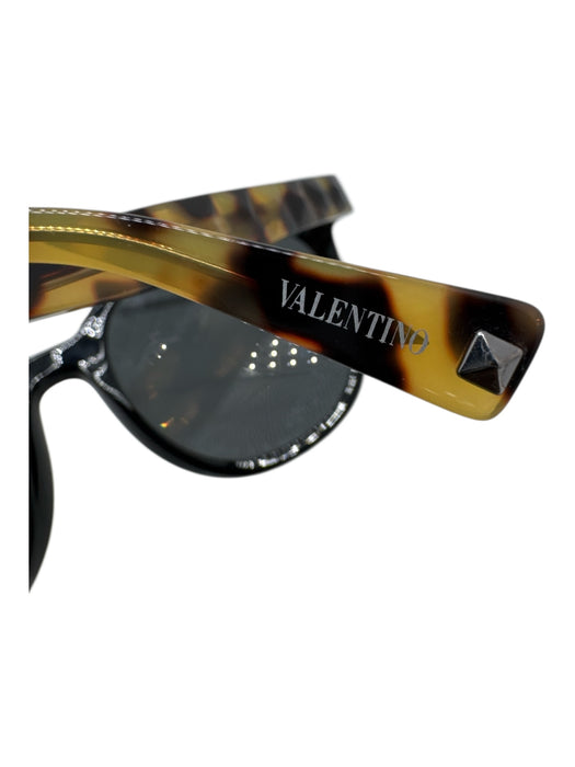 Valentino Black & Yellow Acetate Tortoise Stud Detail Sunglasses Black & Yellow