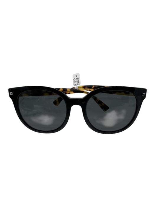Valentino Black & Yellow Acetate Tortoise Stud Detail Sunglasses Black & Yellow