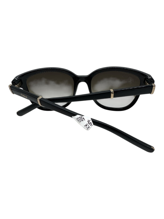 Chloe Black & Gold Acetate Round Frames Gradient Sunglasses Black & Gold