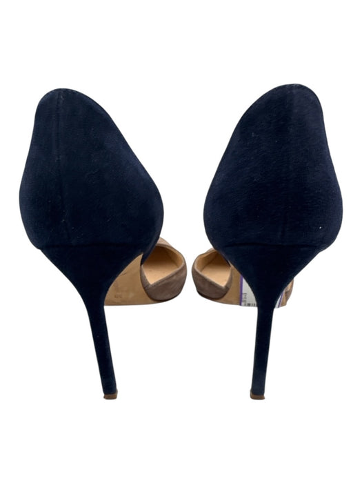Manolo Blahnik Shoe Size 38 Navy & Beige Suede Pointed Toe Color Block Pumps Navy & Beige / 38