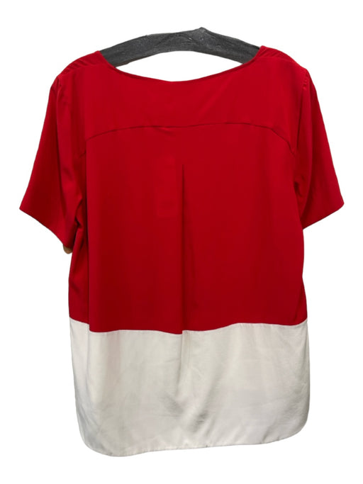 Akris Punto Size 12 Red & White Silk Short Sleeve color block Top Red & White / 12