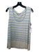 Lafayette 148 Size Large Beige & Baby Blue Linen & Silk Sleeveless Striped Top Beige & Baby Blue / Large