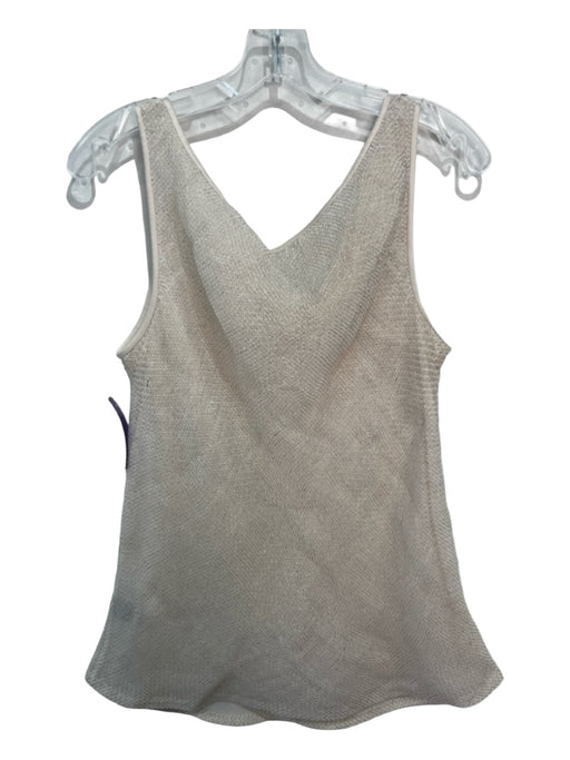 Lafayette 148 Size XL Beige Linen Sleeveless Mesh Overlay Tank Top Beige / XL