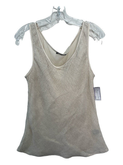 Lafayette 148 Size XL Beige Linen Sleeveless Mesh Overlay Tank Top Beige / XL