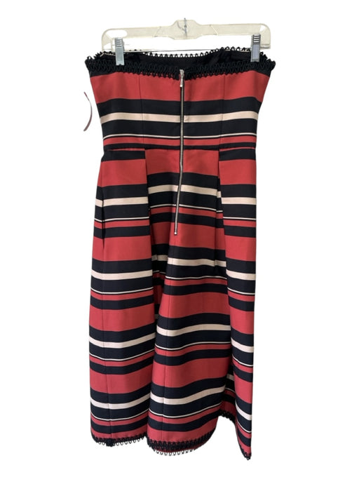 Nicholas Size 6 Red, Black, Cream Empire Waist Pleated Stripe boning Dress Red, Black, Cream / 6