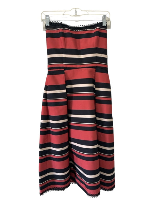 Nicholas Size 6 Red, Black, Cream Empire Waist Pleated Stripe boning Dress Red, Black, Cream / 6