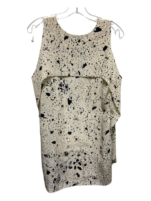 3.1 Phillip Lim Size 6 Cream & Black Silk Sleeveless Abstract Splatter Top Cream & Black / 6