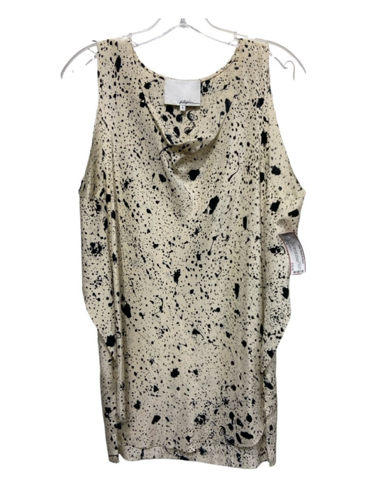 3.1 Phillip Lim Size 6 Cream & Black Silk Sleeveless Abstract Splatter Top Cream & Black / 6