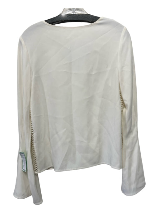 Jonathan Simkhai Size 6 White Acetate & Viscose Long Sleeve V Neck Top White / 6