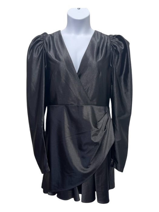 ROTATE BIRGER CHRISTENSEN Size 10/M Black Polyester Long Sleeve Surplice Dress Black / 10/M