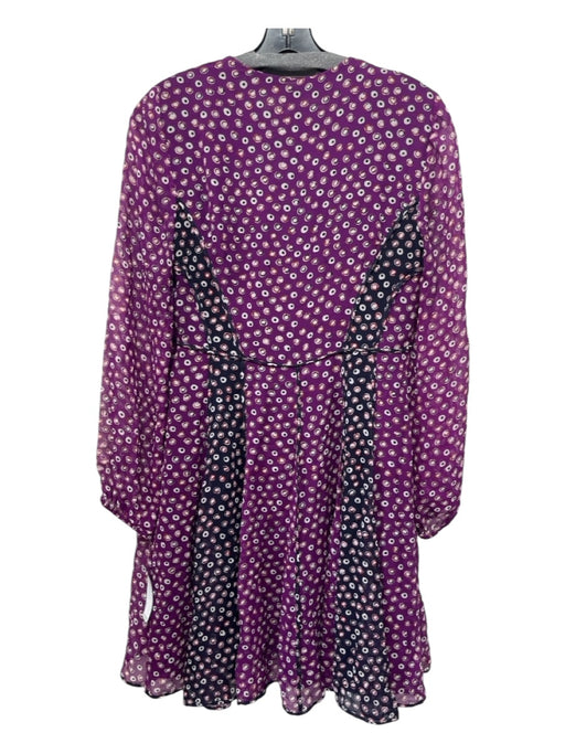 Diane Von Furstenberg Size 6 Purple & Navy Print Silk Paneled Floral Dress Purple & Navy Print / 6