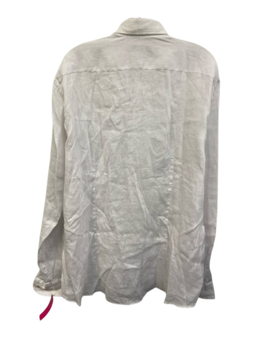 Vincenzo de Lauziers Size XXL White Linen Solid Button Up Long Sleeve Shirt White / XXL