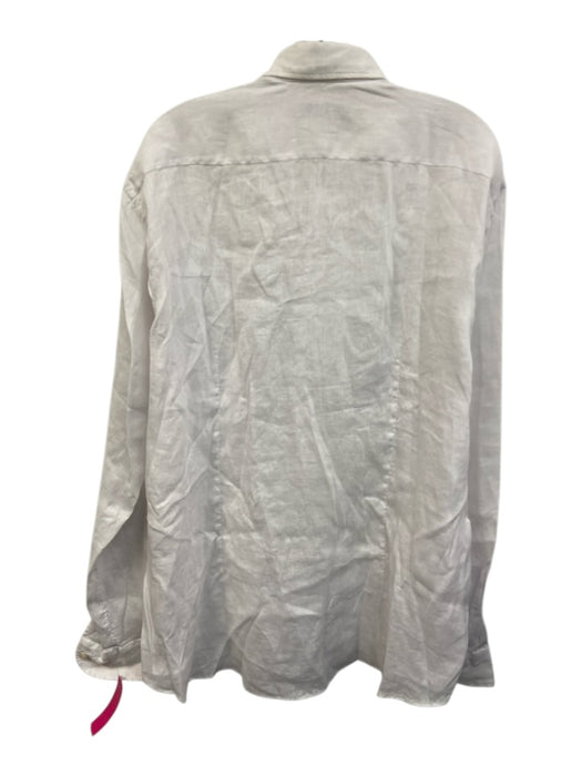 Vincenzo de Lauziers Size XXL White Linen Solid Button Up Long Sleeve Shirt White / XXL